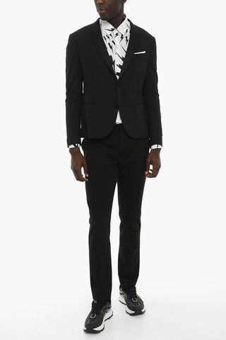 Side Vents Peak Lapel Skinny Fit 2-Button Blazer