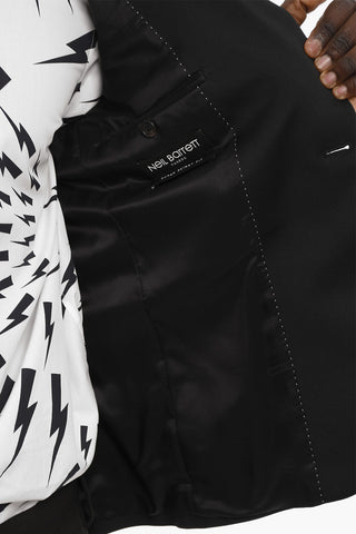 Side Vents Peak Lapel Skinny Fit 2-Button Blazer