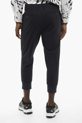 Pantaloni Slim Fit con Polsini a Costine