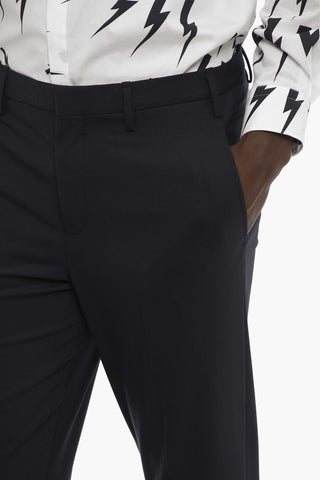 Pantaloni Slim Fit con Polsini a Costine