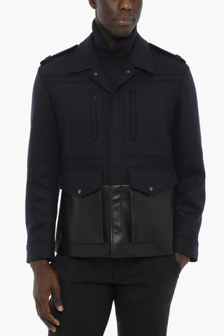 Utility Jacket with Faux Leather Pockets