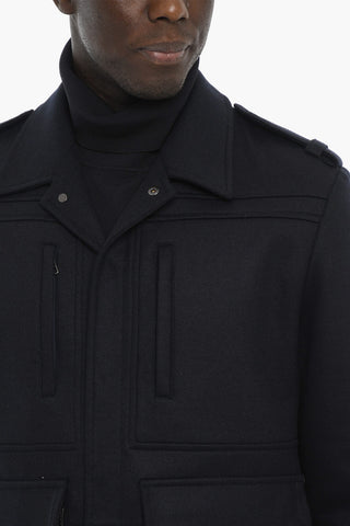Utility Jacket with Faux Leather Pockets