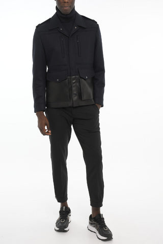 Utility Jacket with Faux Leather Pockets
