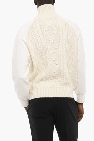 Cable Knit Double Fabric HYBRID Turtleneck Sweater