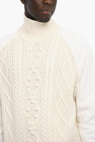 Cable Knit Double Fabric HYBRID Turtleneck Sweater
