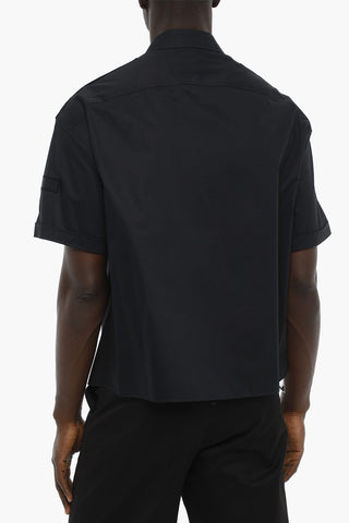 Camicia in Popeline di Cotone a Manica Corta con Taschini