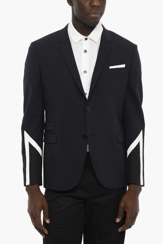 Fitted Slim Fit 2-Button Blazer with Contrasting Details
