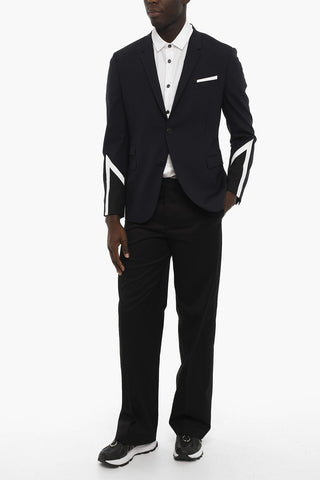 Fitted Slim Fit 2-Button Blazer with Contrasting Details