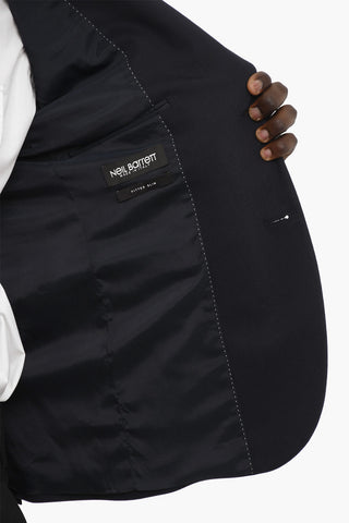Fitted Slim Fit 2-Button Blazer with Contrasting Details