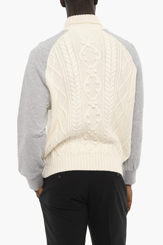 Cable Knit Double Fabric HYBRID Turtleneck Sweater