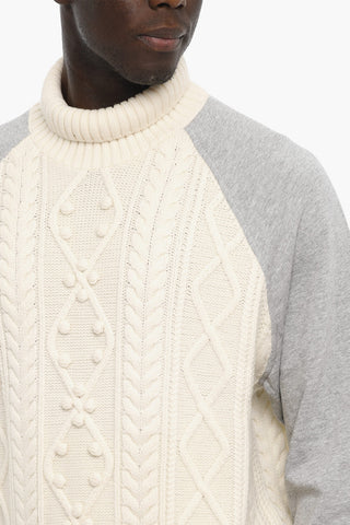 Cable Knit Double Fabric HYBRID Turtleneck Sweater
