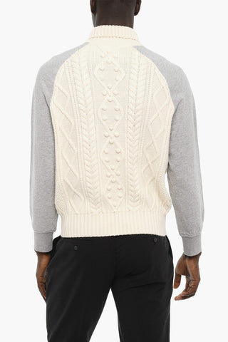 Cable Knit Double Fabric HYBRID Turtleneck Sweater