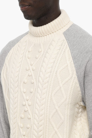 Cable Knit Double Fabric HYBRID Turtleneck Sweater