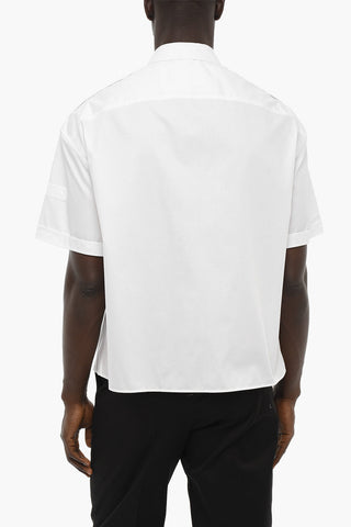 Camicia in Popeline di Cotone a Manica Corta con Taschini