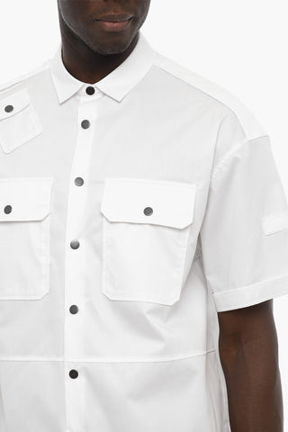 Camicia in Popeline di Cotone a Manica Corta con Taschini