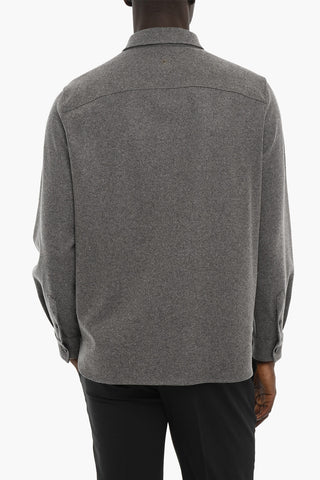 Camicia Loose Fit in Misto Lana con Taschino