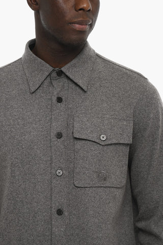 Camicia Loose Fit in Misto Lana con Taschino
