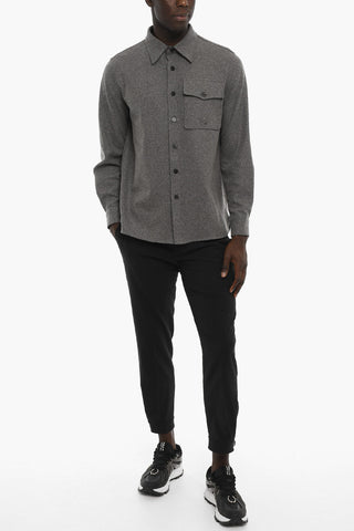 Camicia Loose Fit in Misto Lana con Taschino