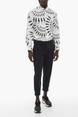 Slim Fit Pants with Ribbed Cuff