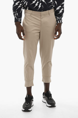 Slim Fit Pants with Ribbed Cuff