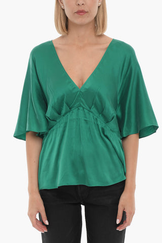 V-Neck Silk Blouse