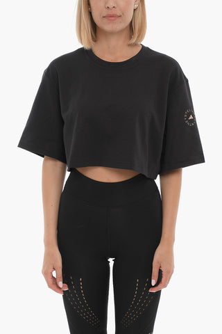 STELLA MCCARTNEY Crew-neck Cropped T-Shirt with Printed Logo