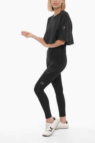 STELLA MCCARTNEY Crew-neck Cropped T-Shirt with Printed Logo