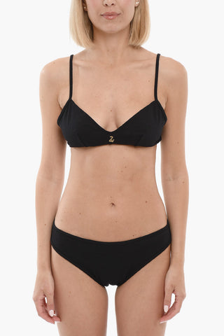Solid Color Bikini with Golden Monogram