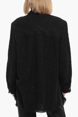 Cotton Blend LINSI Shirt with Frayed Hem