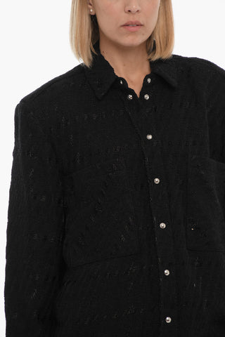 Cotton Blend LINSI Shirt with Frayed Hem