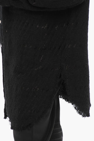 Cotton Blend LINSI Shirt with Frayed Hem