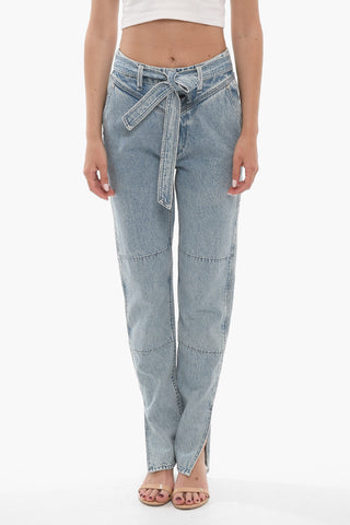 Wide CLEAN LOU MIA YOKE Jeans With Ankle Split and Belt 16cm