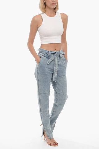 Wide CLEAN LOU MIA YOKE Jeans With Ankle Split and Belt 16cm