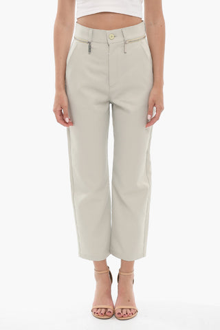 High Waist Cropped Pants with Decorative Zip