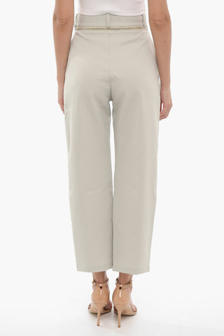 High Waist Cropped Pants with Decorative Zip