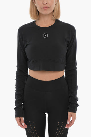 STELLA MCCARTNEY T-Shirt Crop a Manica Lunga con Dettaglio Cut-Out