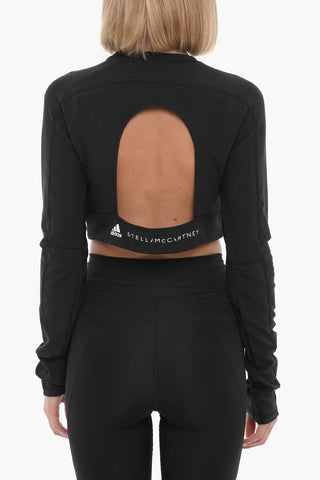 STELLA MCCARTNEY T-Shirt Crop a Manica Lunga con Dettaglio Cut-Out