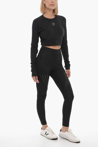 STELLA MCCARTNEY T-Shirt Crop a Manica Lunga con Dettaglio Cut-Out