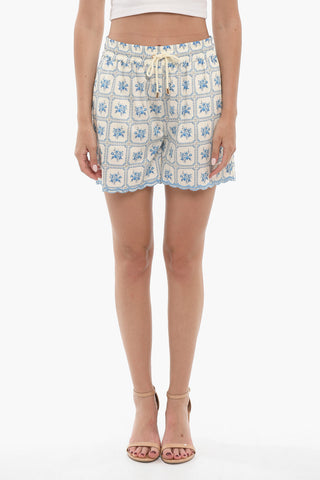 Floral Patterned CLEO Shorts with Drawstring Waist