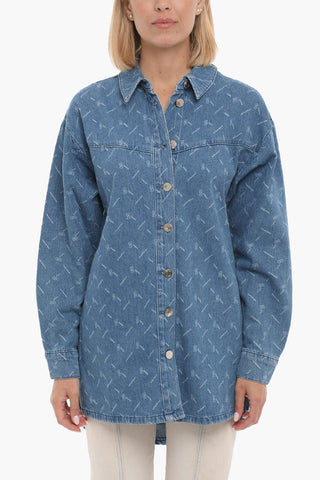 Denim LUVINAGZ Overshirt with All-Over Monogram 