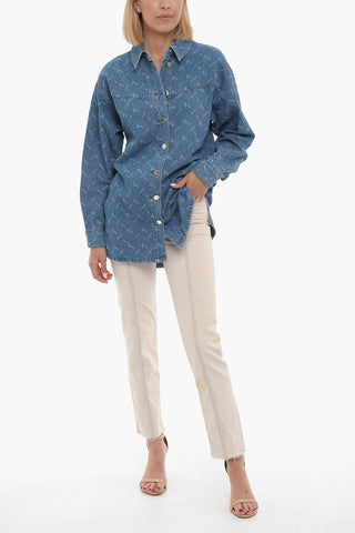 Denim LUVINAGZ Overshirt with All-Over Monogram 