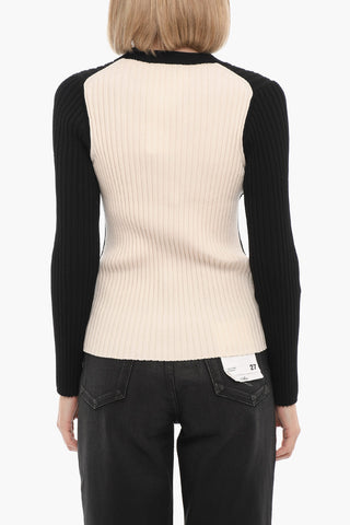 Two-Tone Ribbed Cardigan