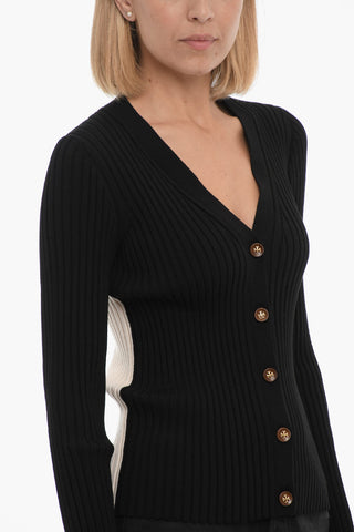 Two-Tone Ribbed Cardigan