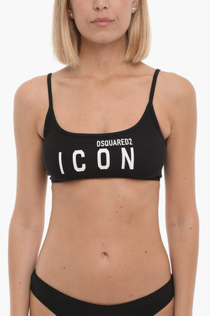 ICON Sport-BH aus Stretch-Baumwolle mit kontrastierendem Logodruck