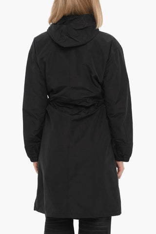 Technical Fabric Maxi Coat with Hood And Belt