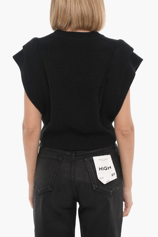 Maglia Girocollo a Costine Senza Manica