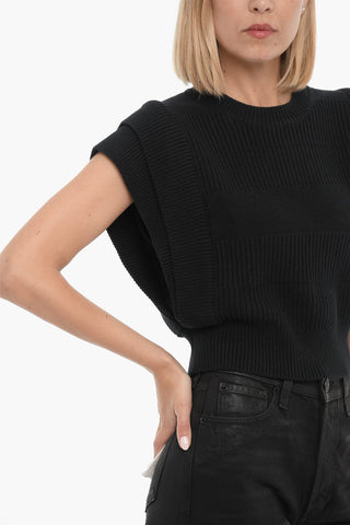 Maglia Girocollo a Costine Senza Manica