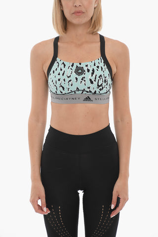 STELLA MCCARTNEY Reggiseno Sportivo a Fantasia Animalier con Banda Elastica Logata