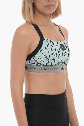 STELLA MCCARTNEY Reggiseno Sportivo a Fantasia Animalier con Banda Elastica Logata