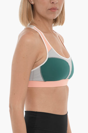 Reggiseno Sportivo Colorblock con Cuciture a Vista